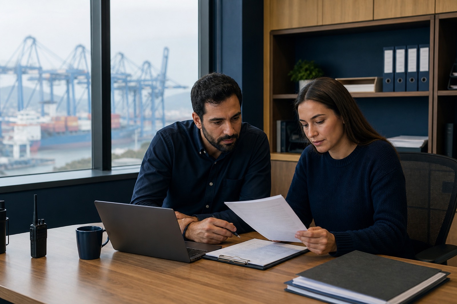 Operations desk reviewing an export booking file